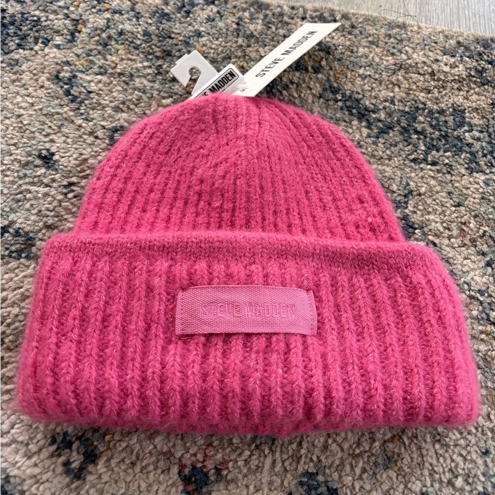 Strawberry pink Steve Madden beanie one size